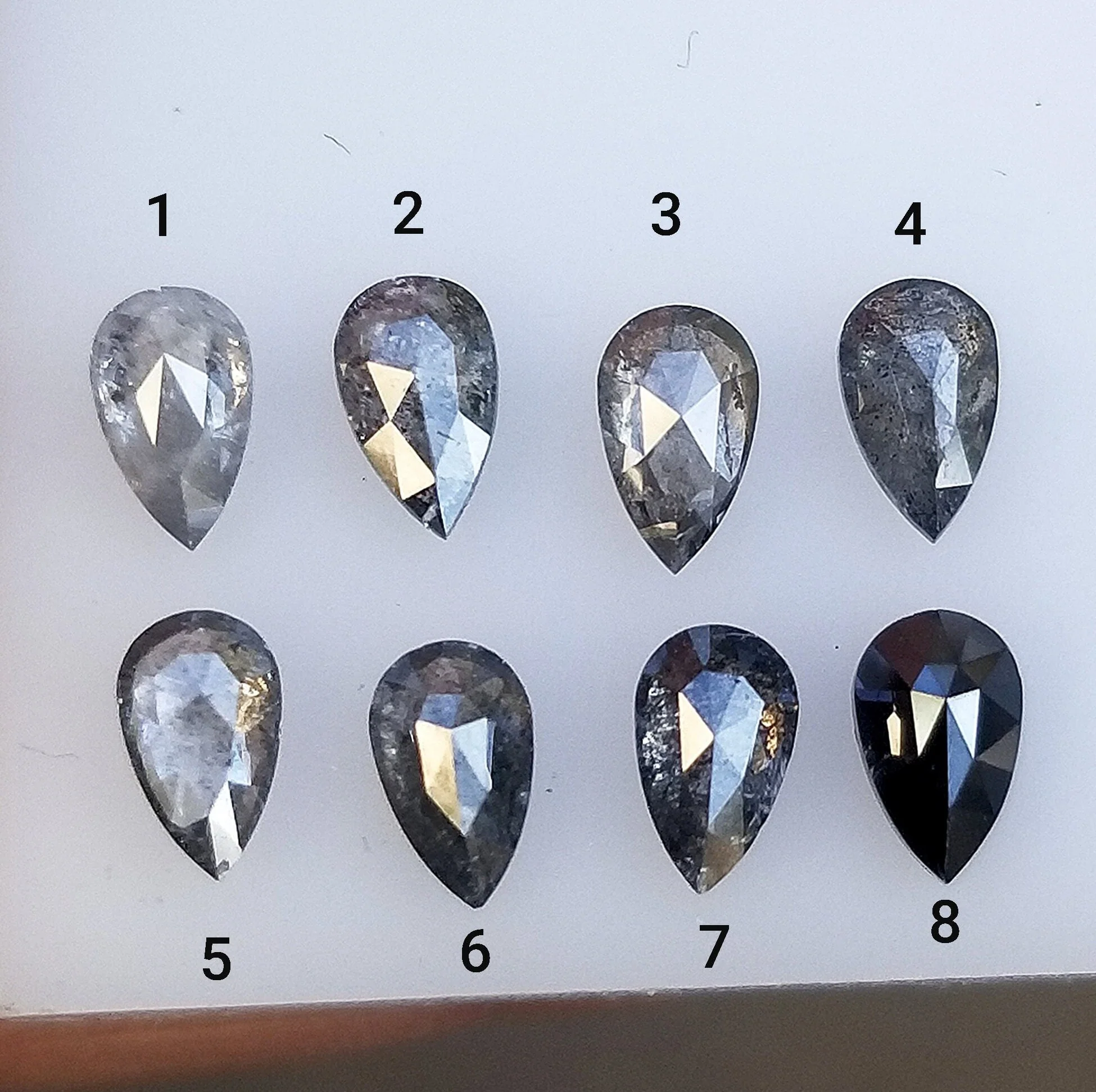 Catacomb Skull Ring with Salt & Pepper Diamond Pear and Black and White Diamonds - 14k Rose Gold - Pick your Pear Diamond - Image 6