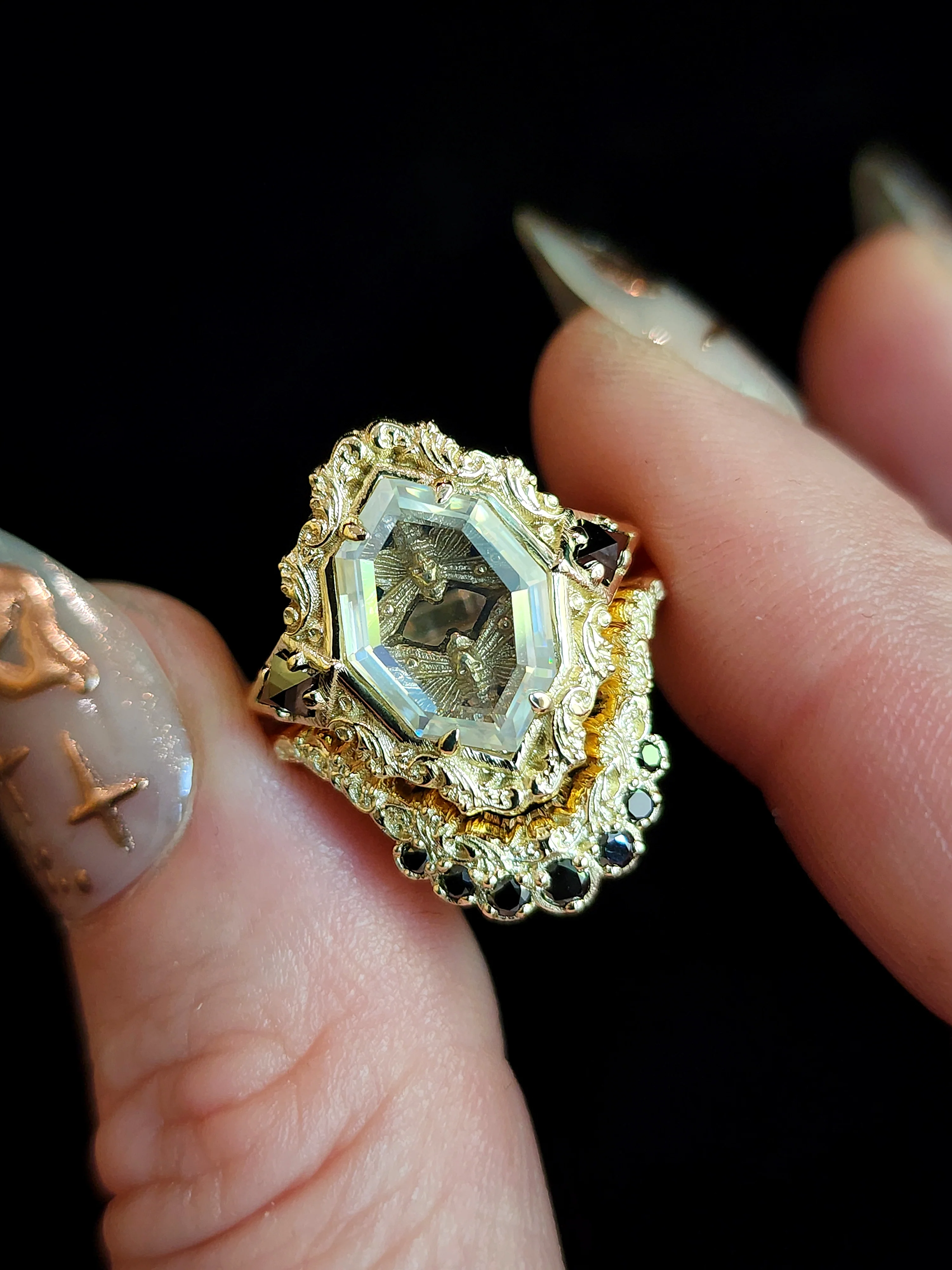 Double Death Head Hawk Moth Side Band - 14k Gold - Image 12