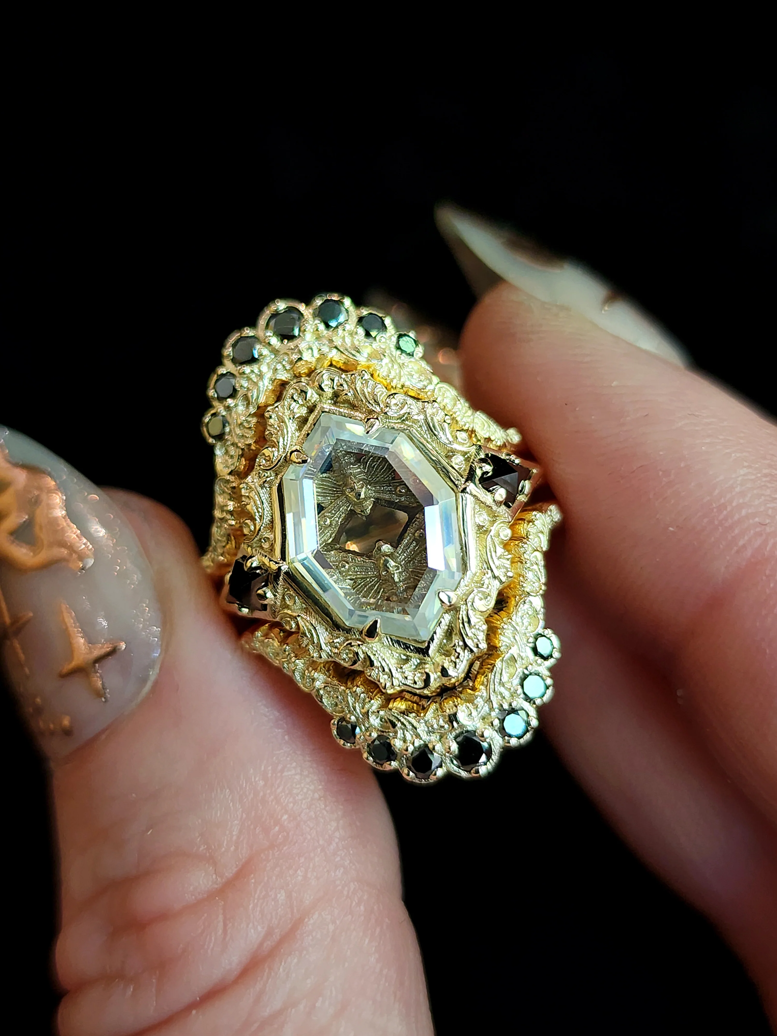 Double Death Head Hawk Moth Side Band - 14k Gold - Image 13