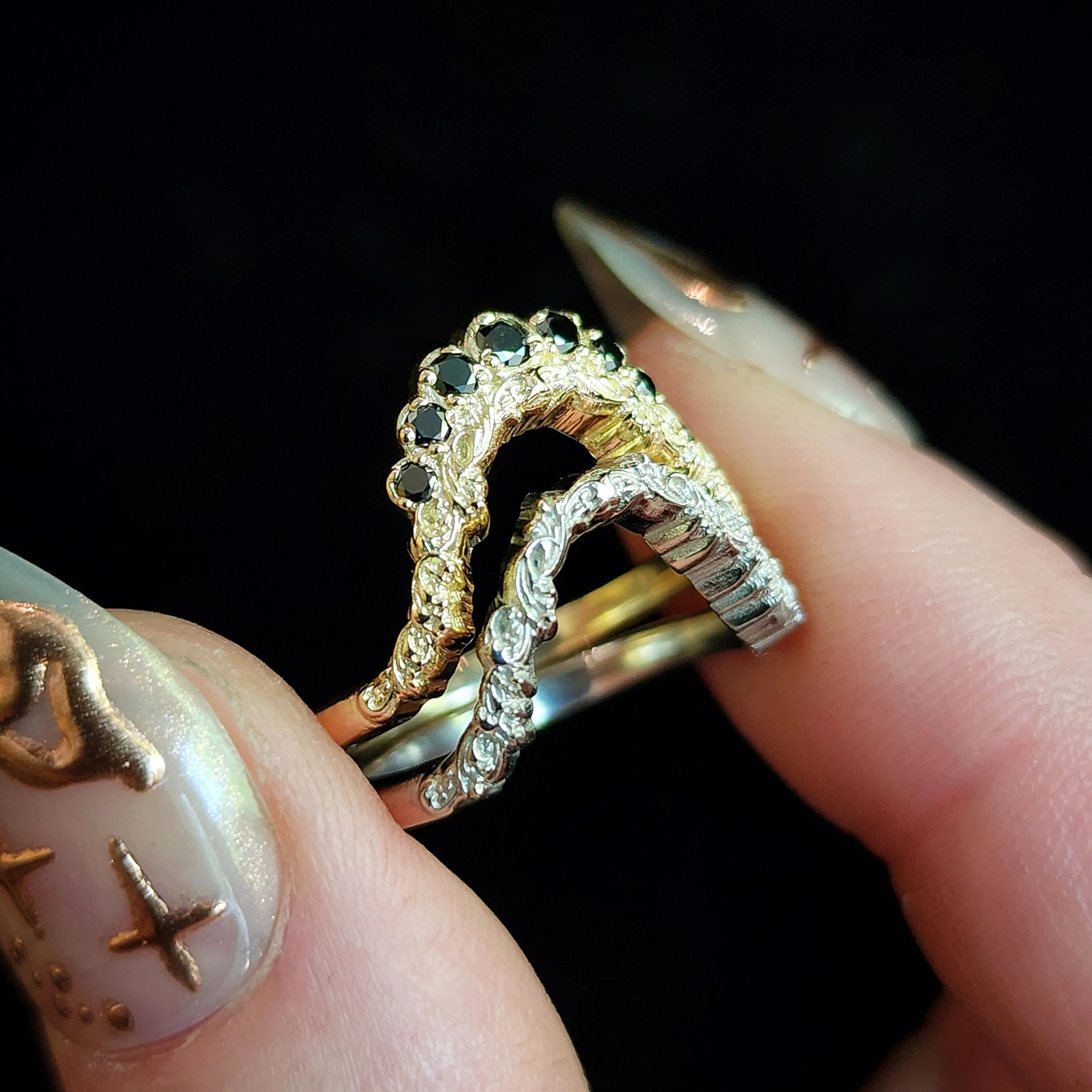 Double Death Head Hawk Moth Side Band - 14k Gold - Image 3