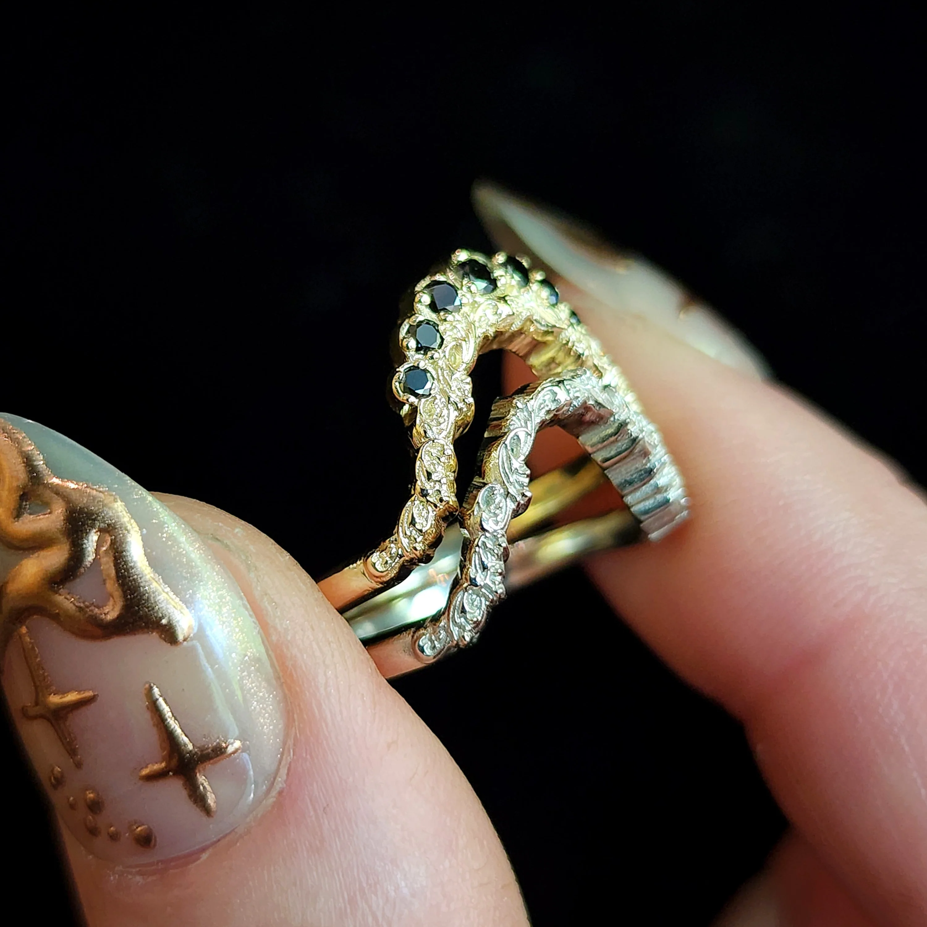 Double Death Head Hawk Moth Side Band - 14k Gold - Image 4