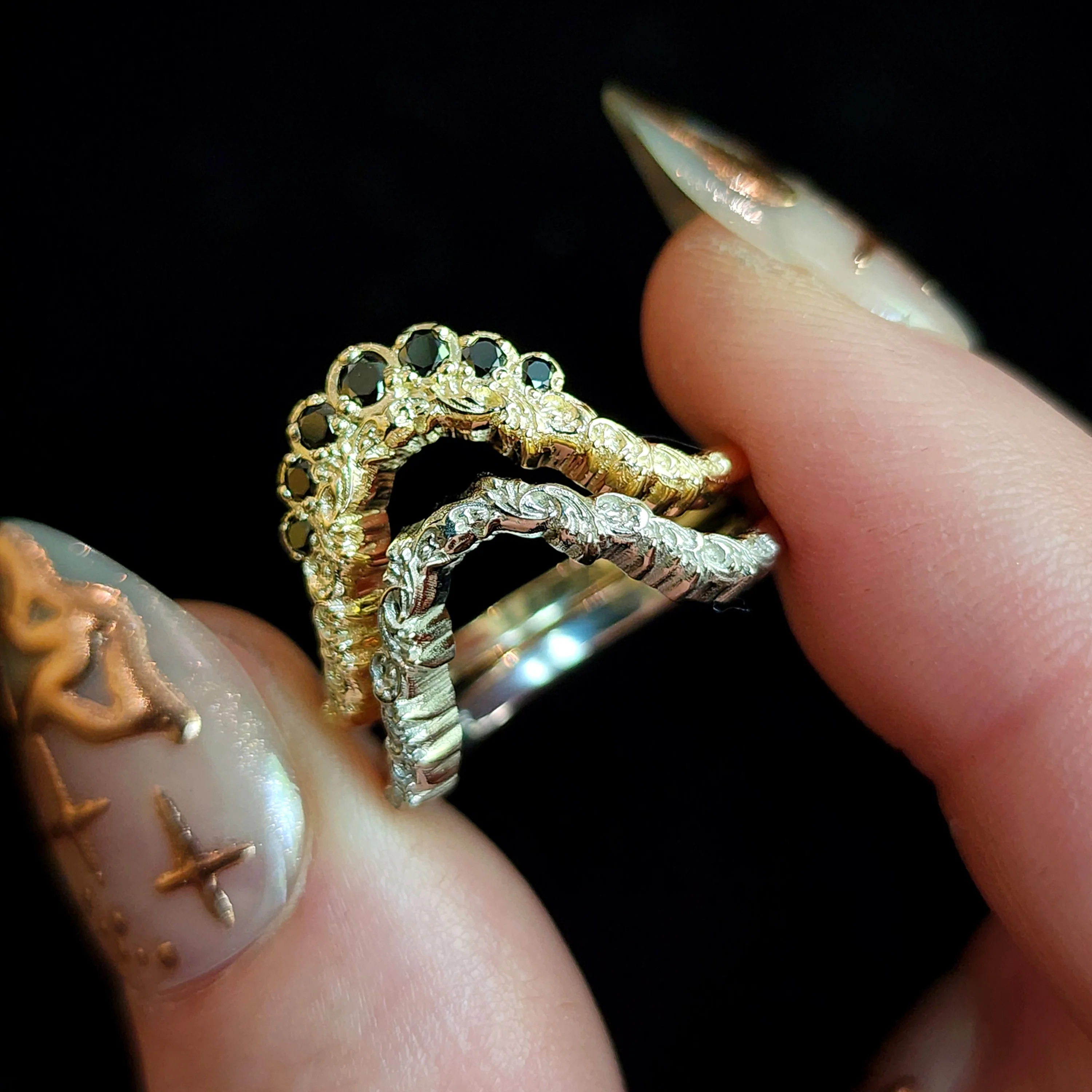 Double Death Head Hawk Moth Side Band - 14k Gold - Image 5