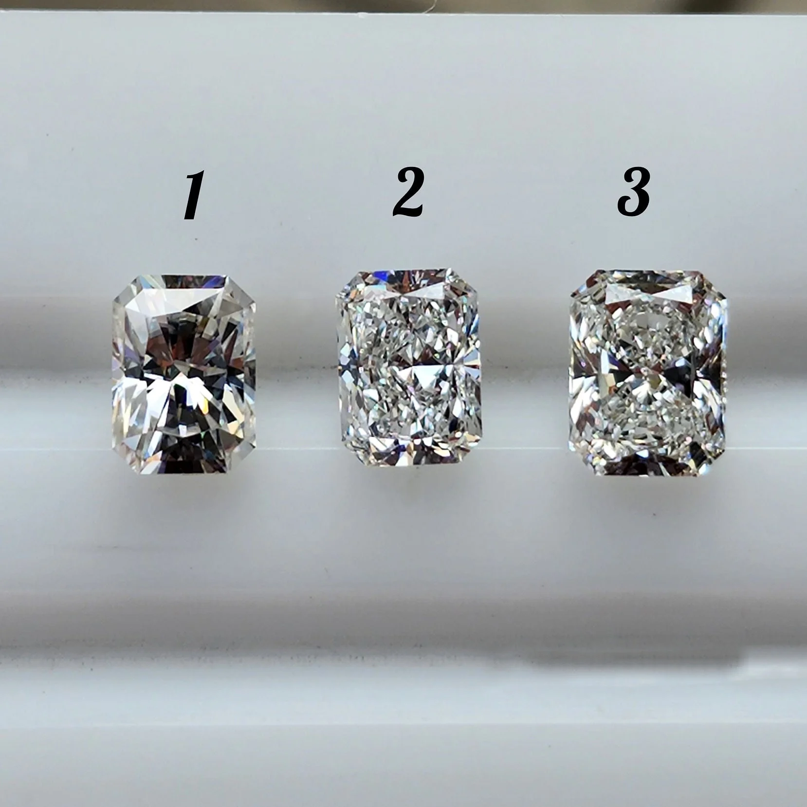 Emerald Cut Selene Moon Goddess Engagement Ring - Moissanite , Diamond and Chatham Alexandrite - 14k Palladium White Gold - Image 10