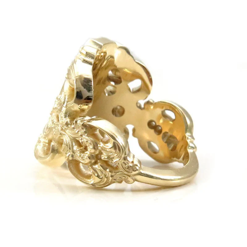 Memento Mori Ring with Baroque Gold Scrolls Skeleton Mourning Jewelry - Fine Gothic Jewelry - Image 9