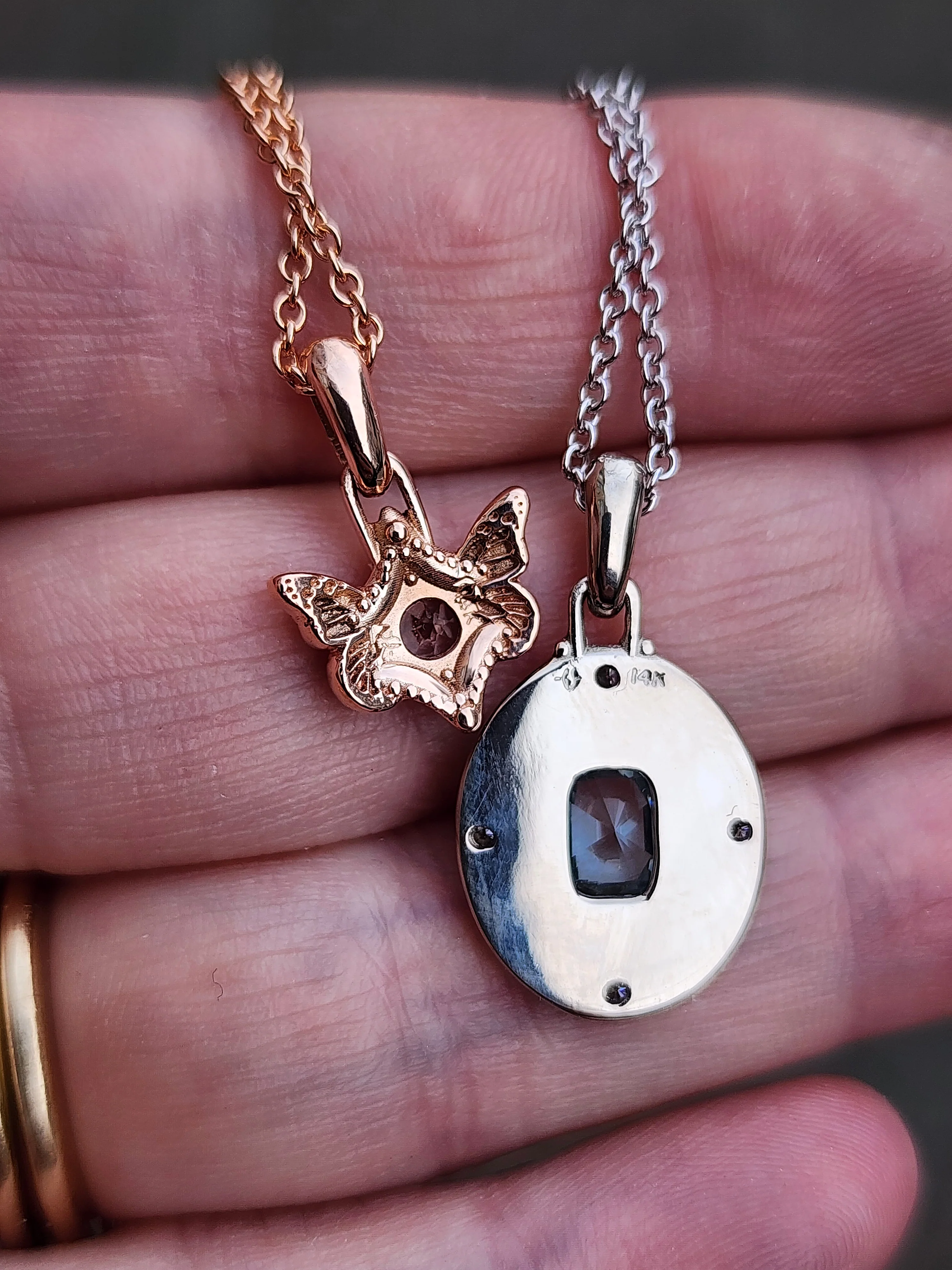 Ready to Ship Aquamarine Artemis and Oregon Sunstone Butterfly Pendants - Image 7