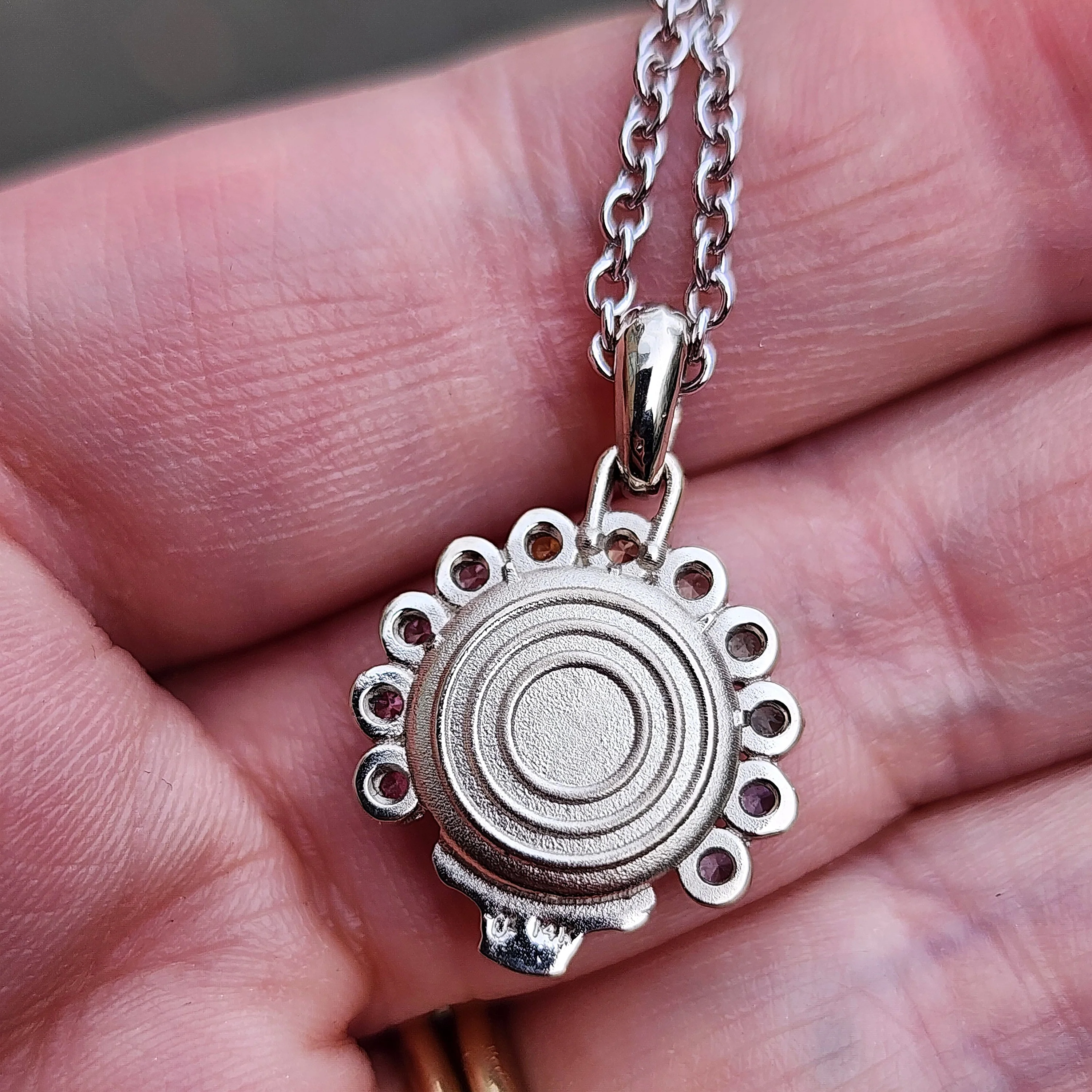 Ready to Ship Rainbow Sapphire Aura Angel Pendant - 14k Palladium White Gold - Image 7