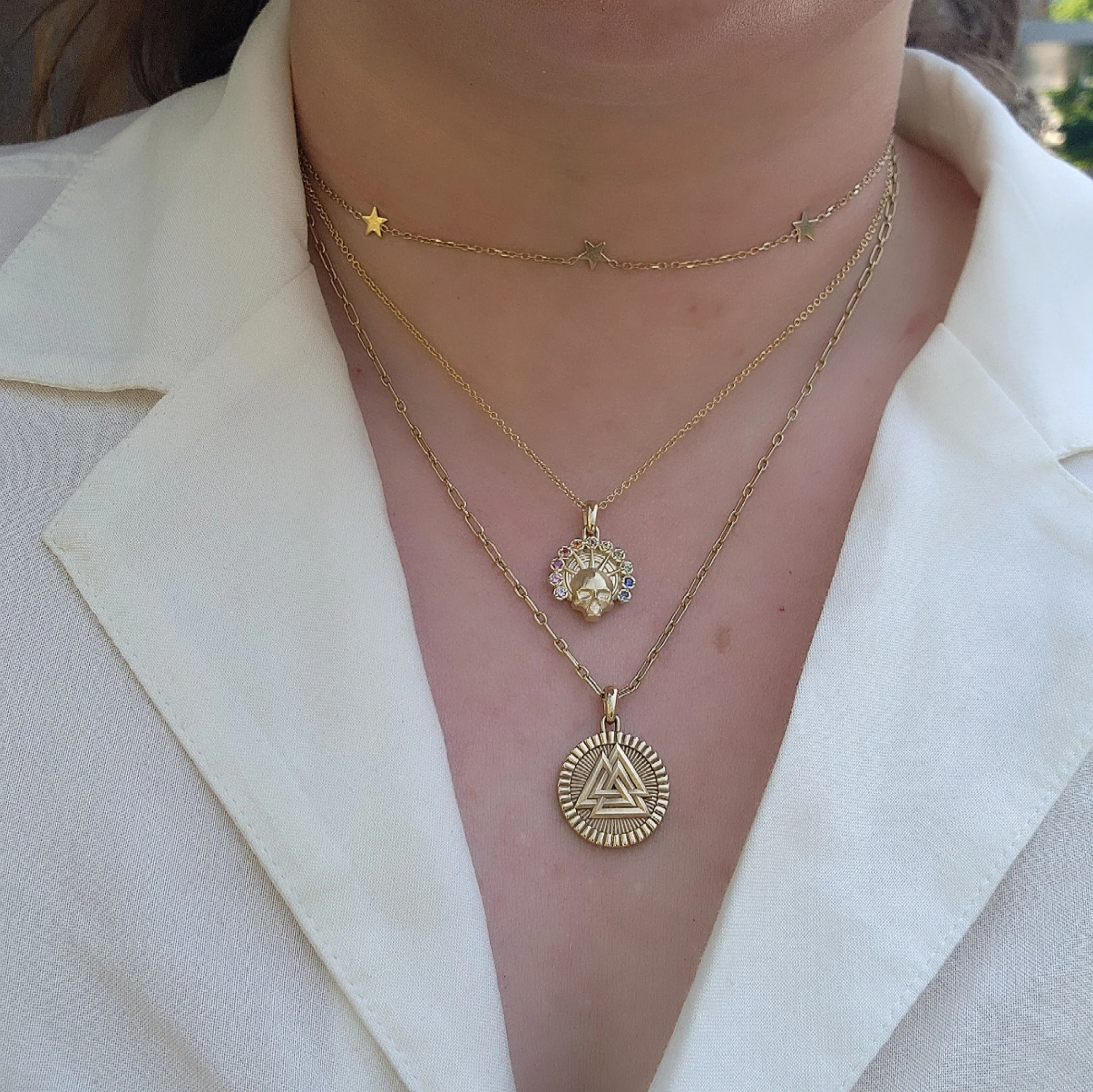 Ready to Ship Rainbow Sapphire Aura Angel Pendant - 14k Palladium White Gold - Image 8