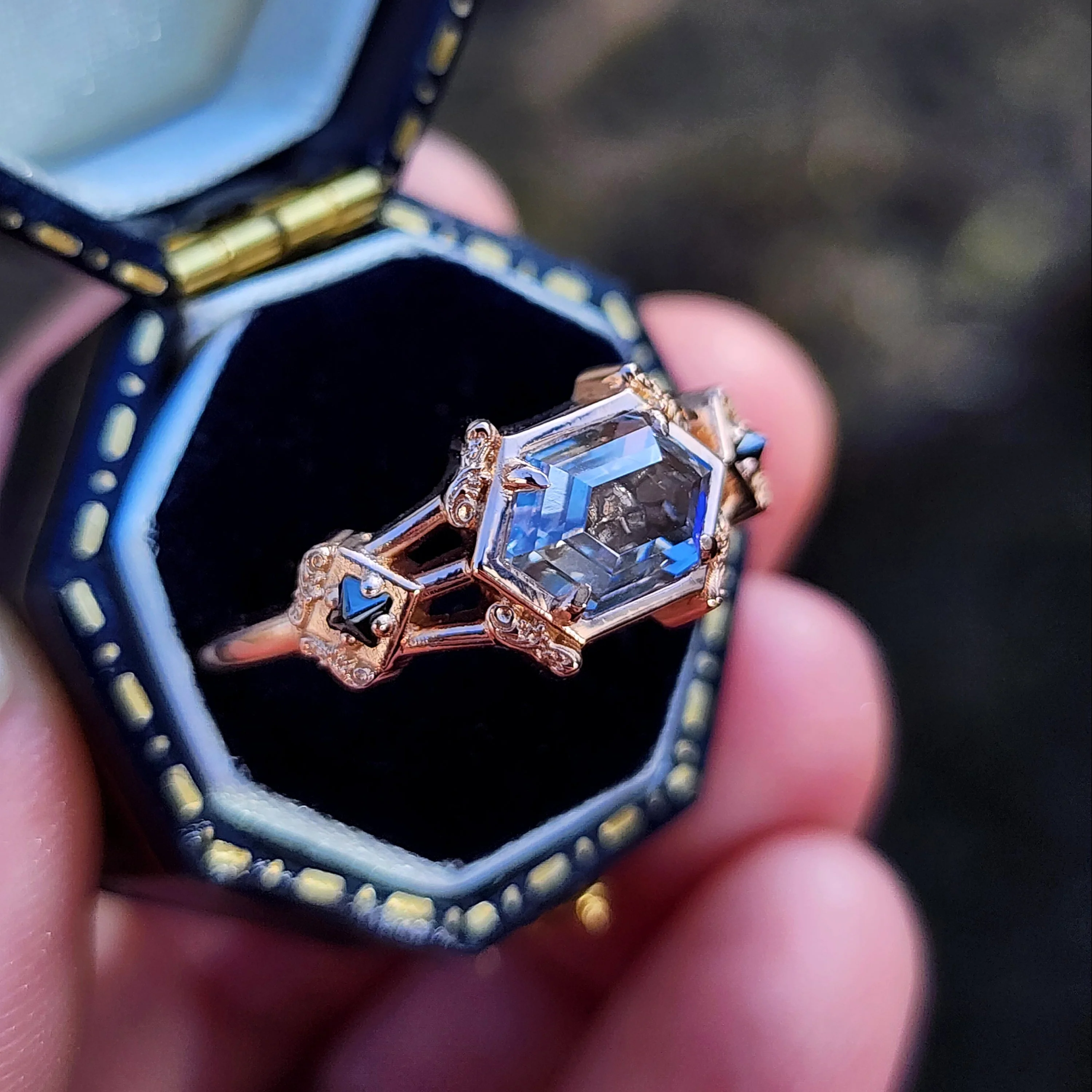 Ready To Ship Size 9-11 Hidden Skull Shadowbox Subtle Mourning Ring - Image 4