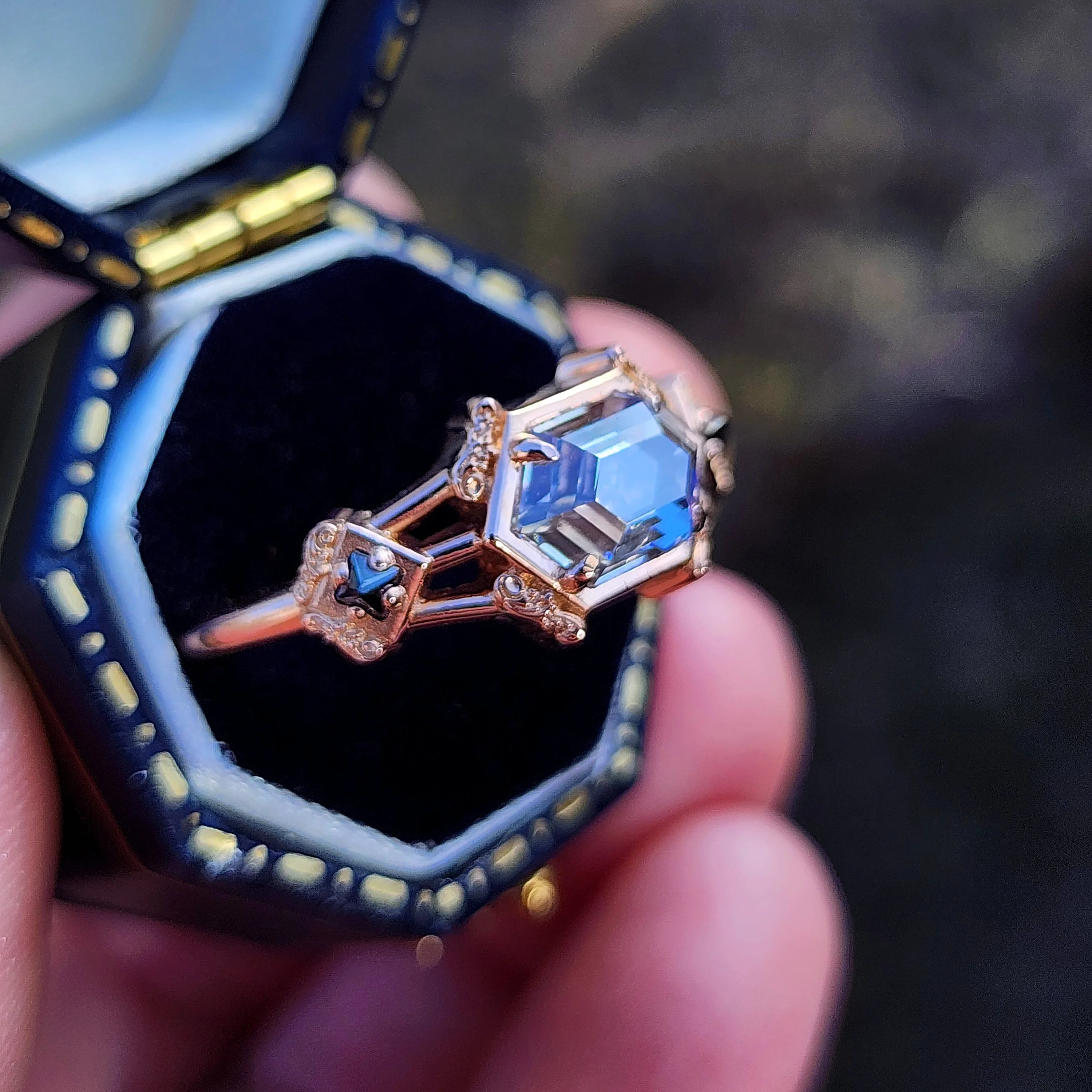 Ready To Ship Size 9-11 Hidden Skull Shadowbox Subtle Mourning Ring - Image 5