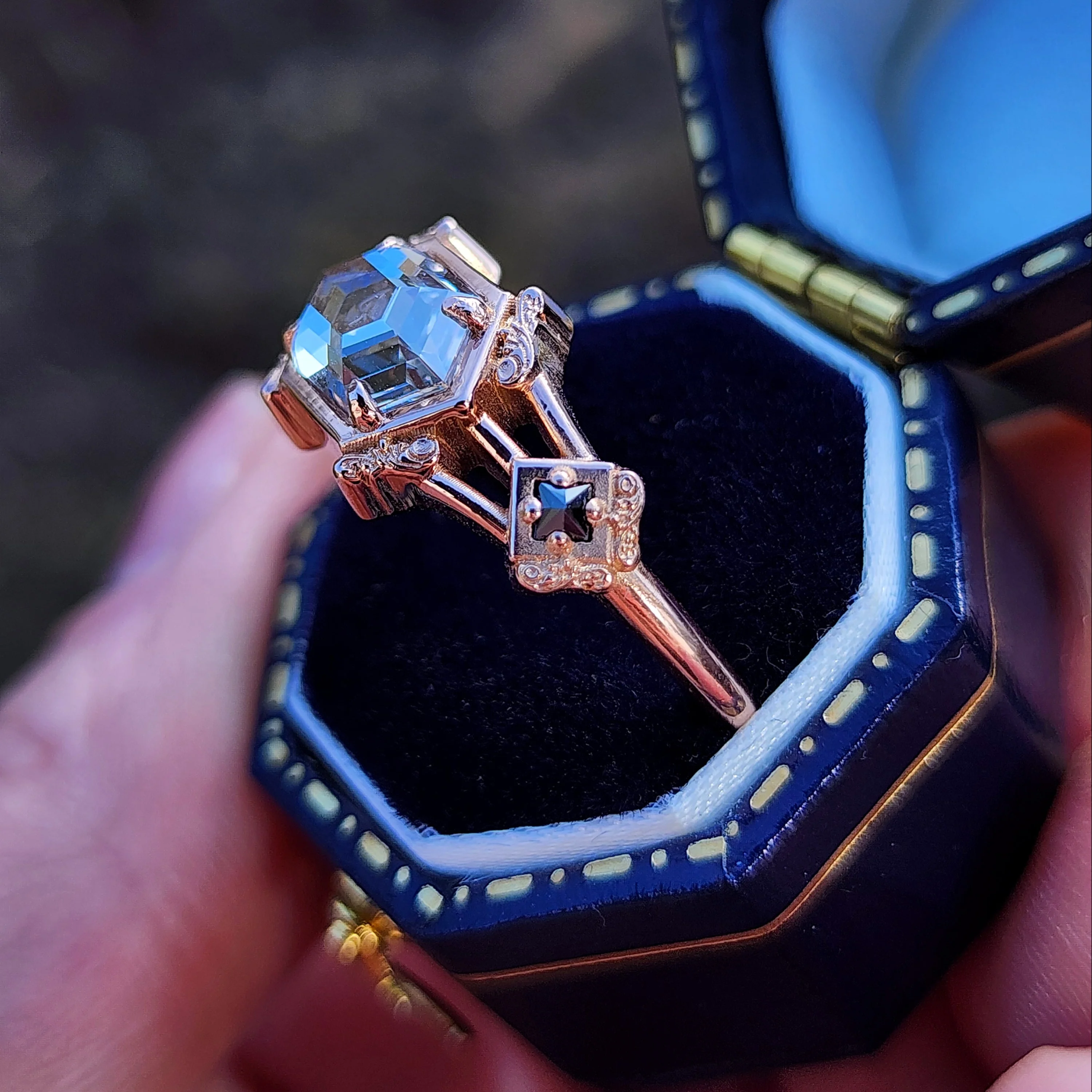 Ready To Ship Size 9-11 Hidden Skull Shadowbox Subtle Mourning Ring - Image 6