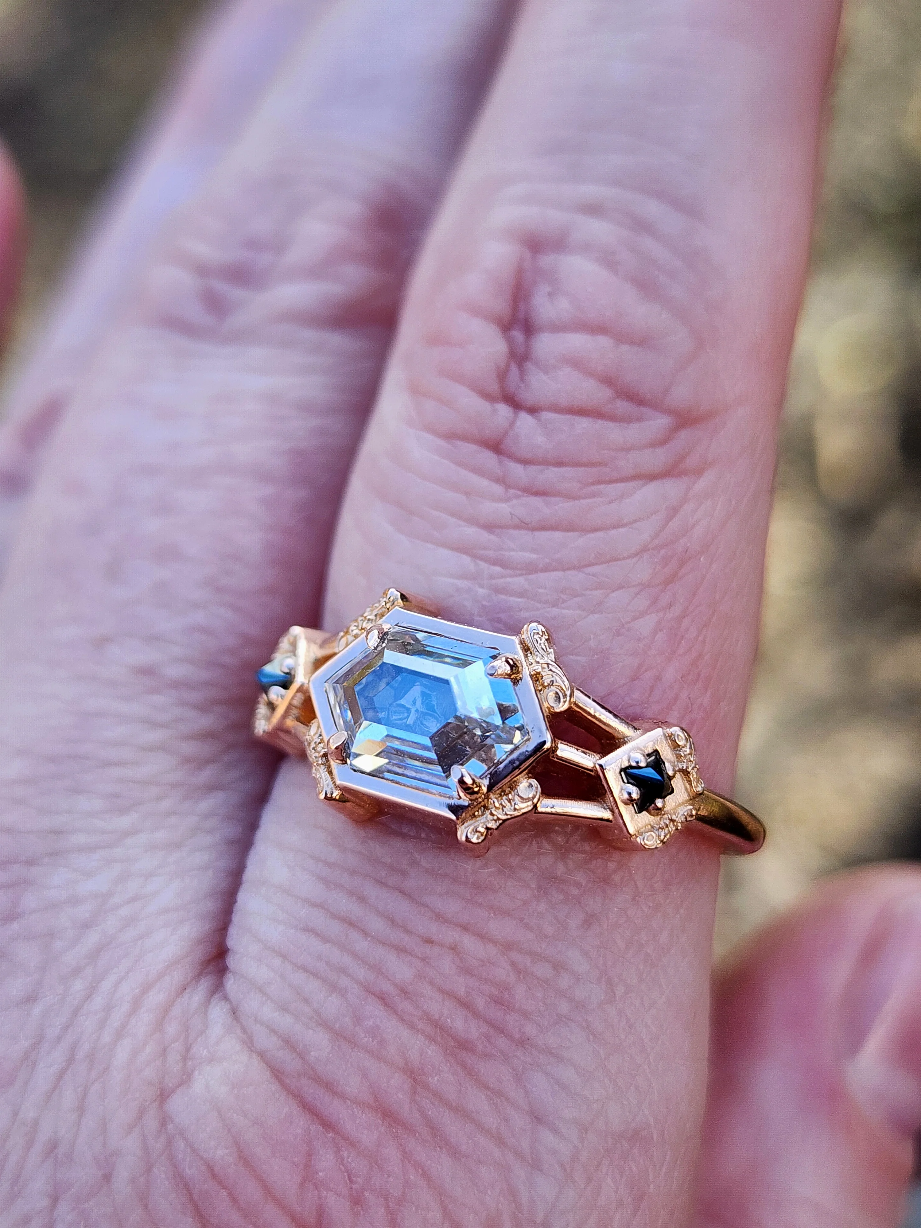 Ready To Ship Size 9-11 Hidden Skull Shadowbox Subtle Mourning Ring - Image 8