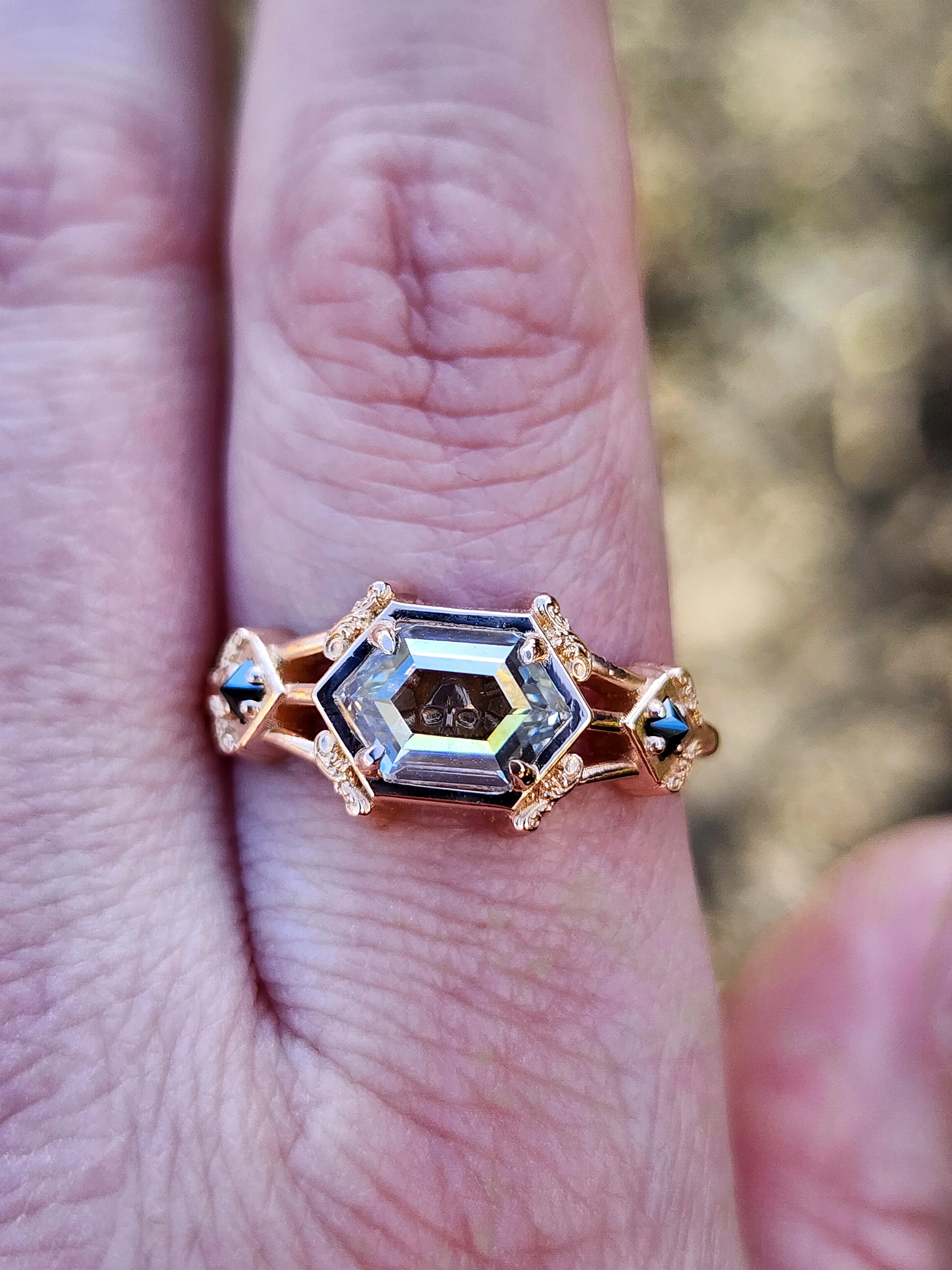 Ready To Ship Size 9-11 Hidden Skull Shadowbox Subtle Mourning Ring - Image 9