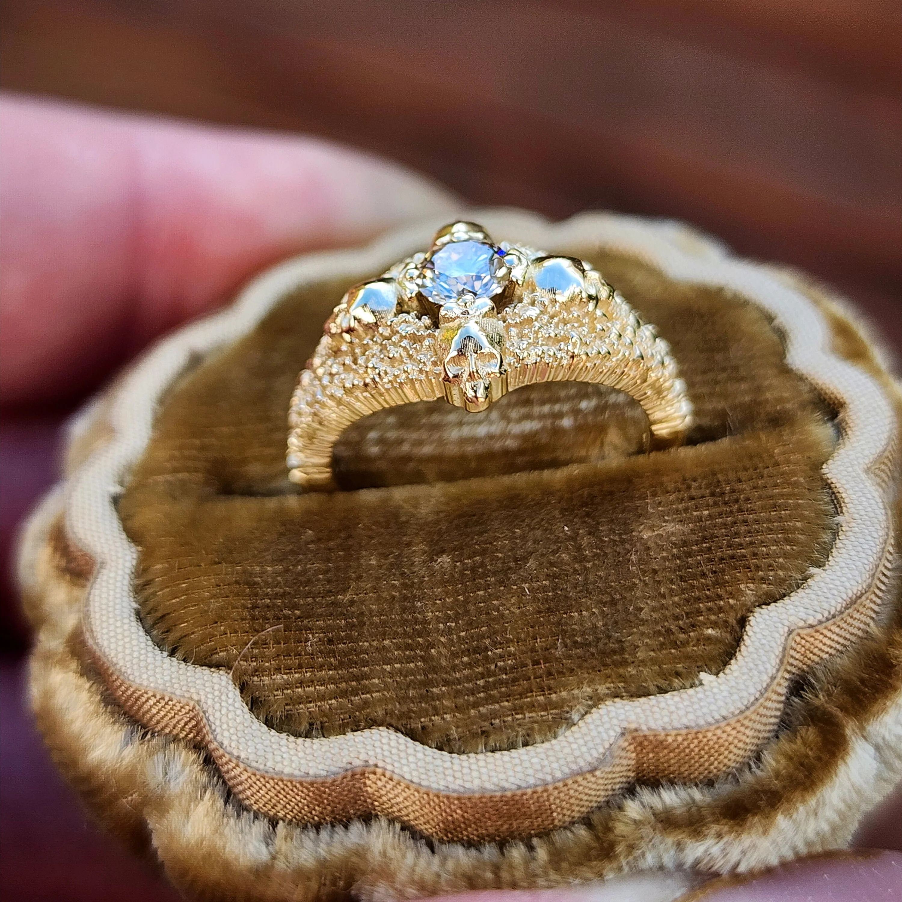 *Setting Only* Catacomb 4 Skull Solitaire Gothic Engagement Ring - Image 8