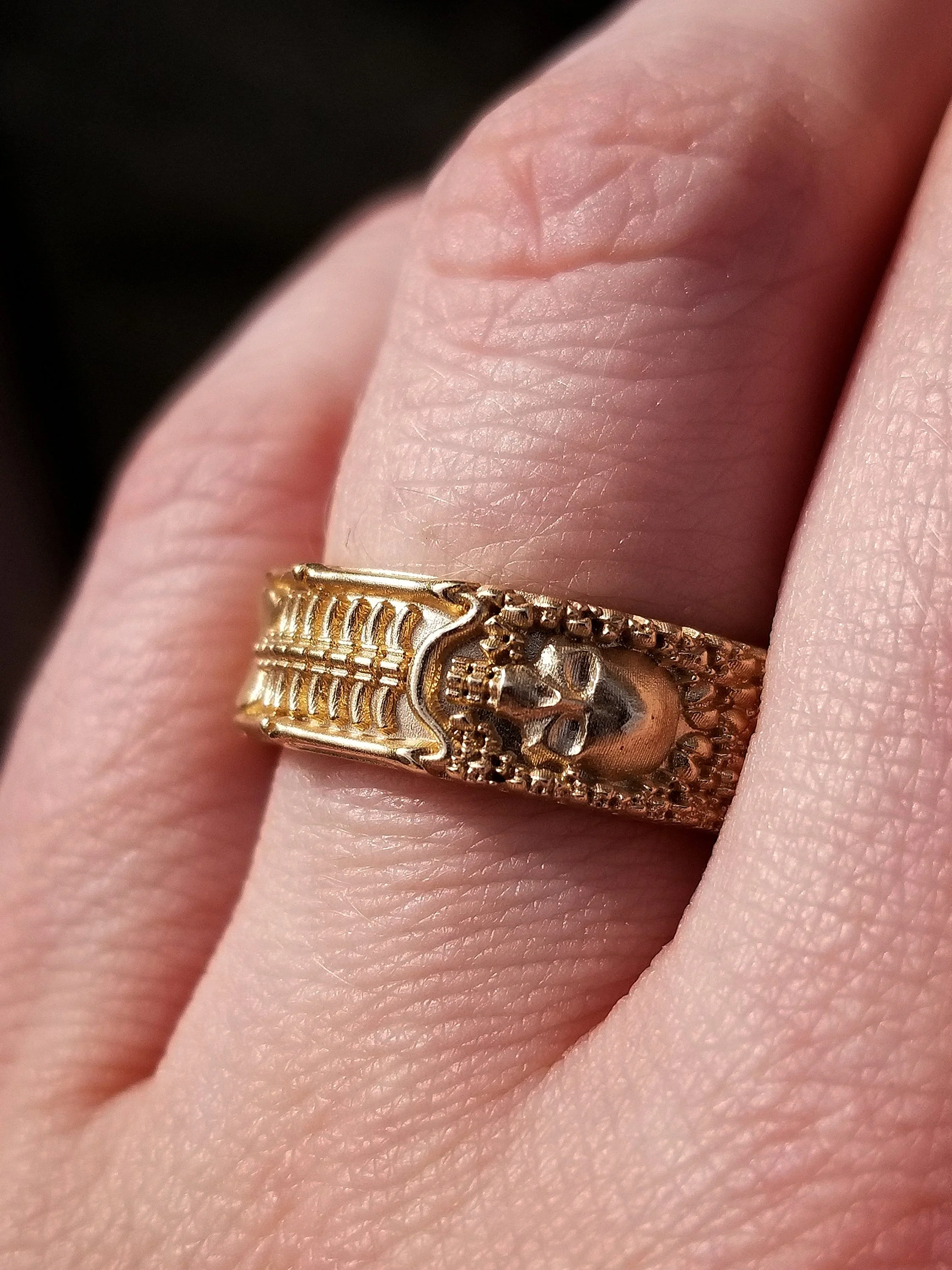 Till Death Do Us Part - His & Hers Skeleton Wedding Band Set - 14k Gold - Image 10