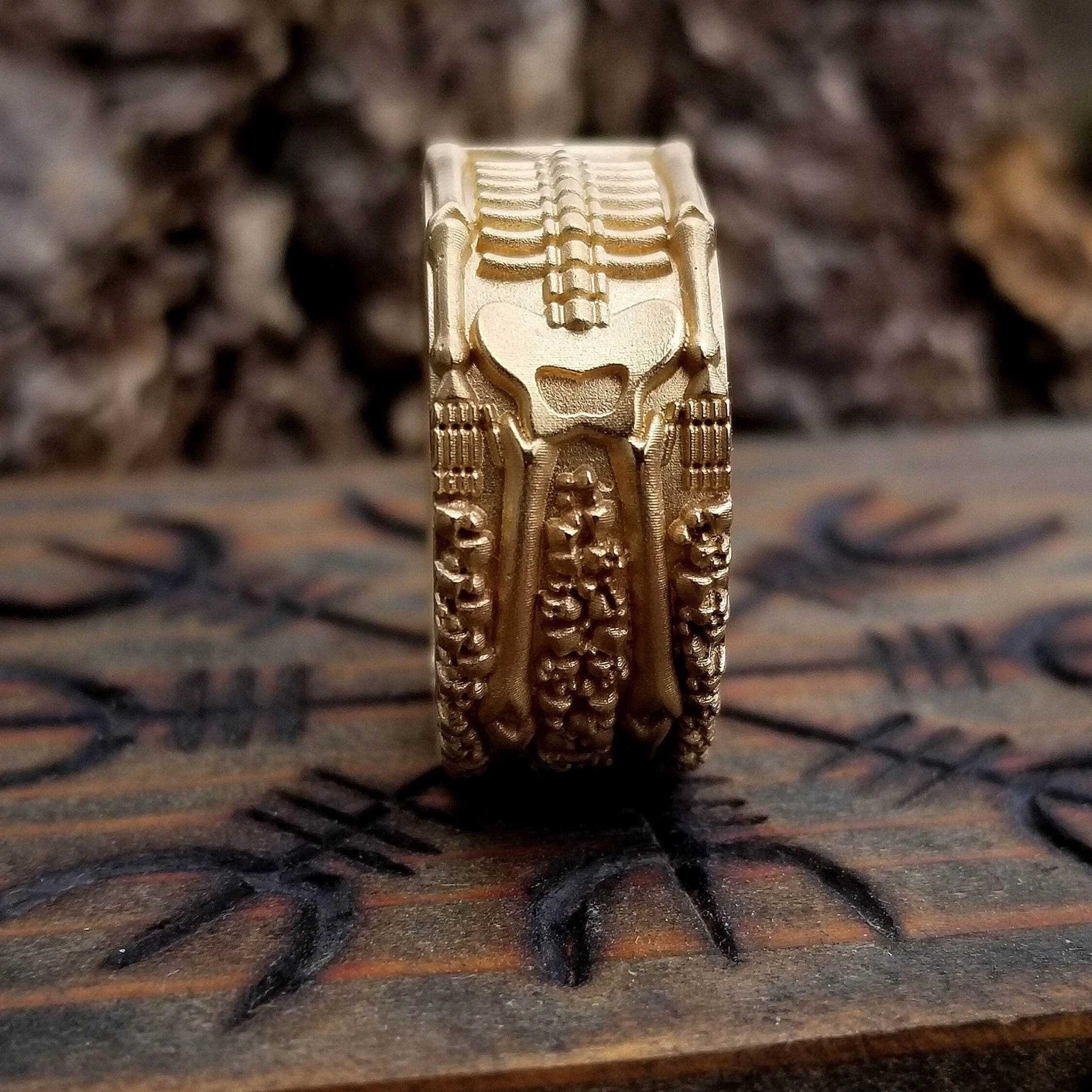 Till Death Do Us Part - Mens Skeleton Wedding Band - 14k Gold - Image 3