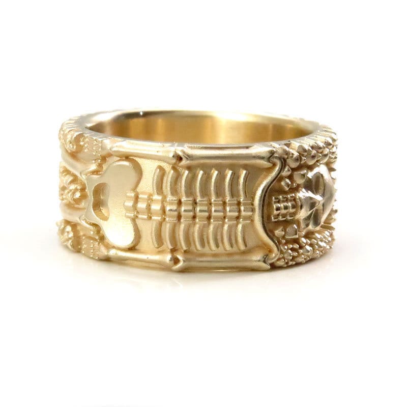 Till Death Do Us Part - Mens Skeleton Wedding Band - 14k Gold - Image 6