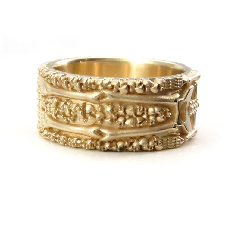 Till Death Do Us Part - Mens Skeleton Wedding Band - 14k Gold - Image 8